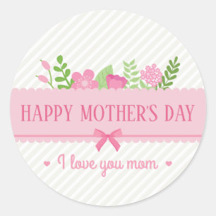 Etiqueta feliz floral elegante do dia das mães  