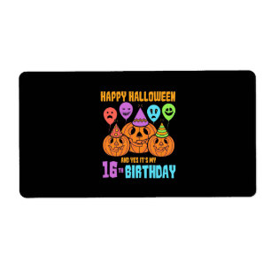Etiqueta Feliz Halloween 16º aniversário