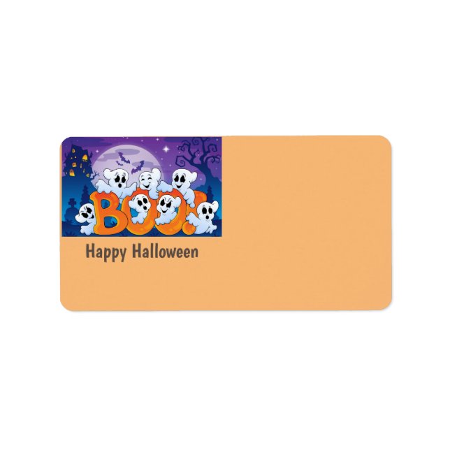 Etiqueta Feliz Halloween Ghost (Frente)