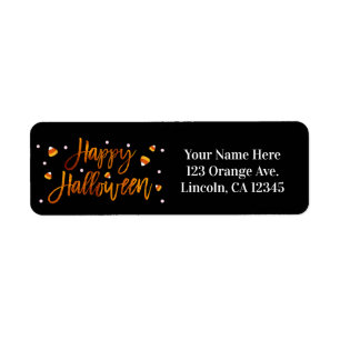Etiqueta Feliz Halloween Laranja Moderno Script Tendência