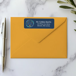 Etiqueta FELIZ HANUKKAH Endereço de devolução de Feriados D