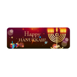 Etiqueta Feliz Hanukkah Holiday Dourado Hanukkah Menorah