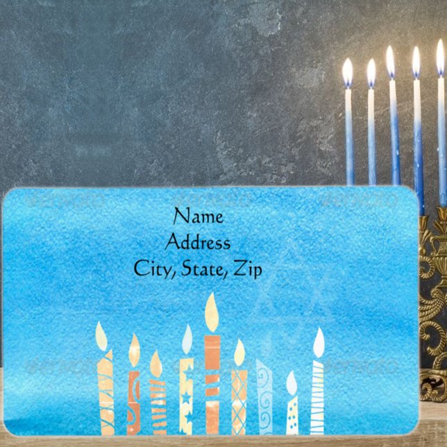 Etiqueta Feliz Hanukkah Menorah (Criador carregado)