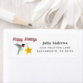 Etiqueta Feliz Holidays Hummingbird