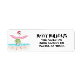 Etiqueta Feliz Huladays Flamingo Papai noel Natal tropical