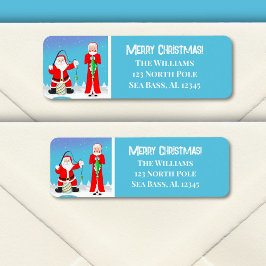 Etiqueta Feliz Natal A Sra. Claus Bate Papais noeis Na Pesc