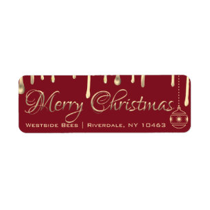 Etiqueta Feliz Natal Apiary Label Dourado pingando mel