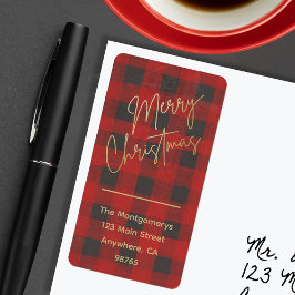 Etiqueta Feliz Natal Buffalo Check Endereço de Devolução