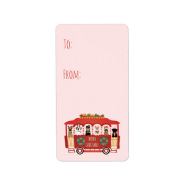 Etiqueta Feliz Natal Cães Feriado Trolly