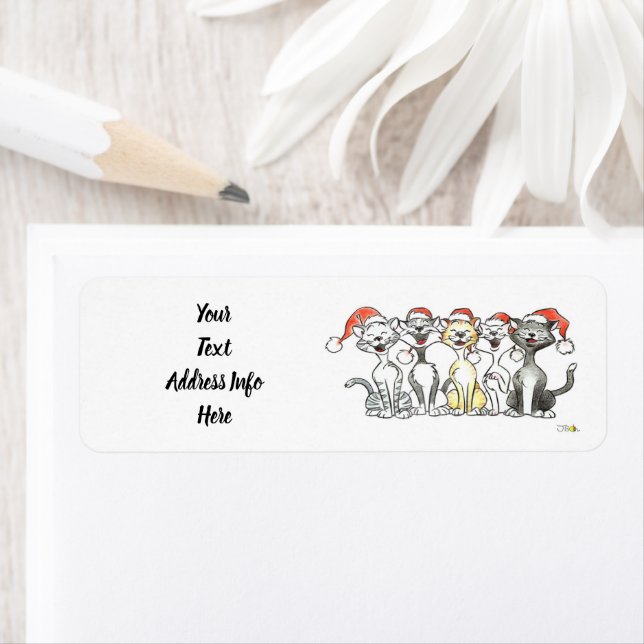 Etiqueta Feliz Natal cantando gatos (Insitu)