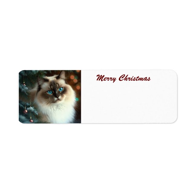 Etiqueta Feliz Natal Cat (Frente)