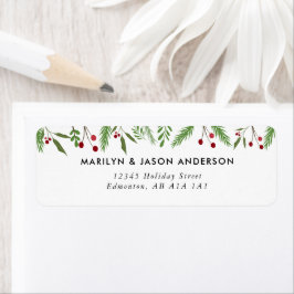 Etiqueta Feliz Natal Colagem Personalizada Holly Moderna