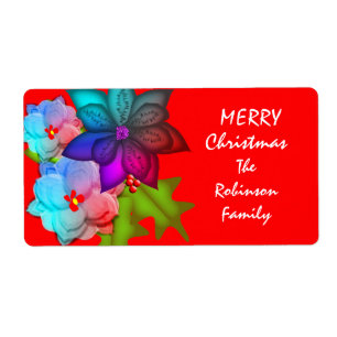 Etiqueta Feliz Natal Colorida Succulent Floral