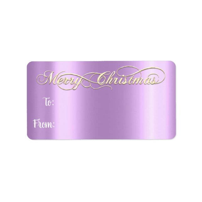 Etiqueta Feliz Natal De Mão Para Mão, Dourado Roxo (Frente)