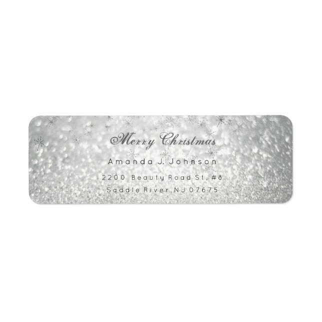 Etiqueta Feliz Natal Delicado Estrelas de Prata Cinzas de N (Frente)