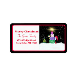 Etiqueta Feliz Natal Elves Com Presentes De Natal