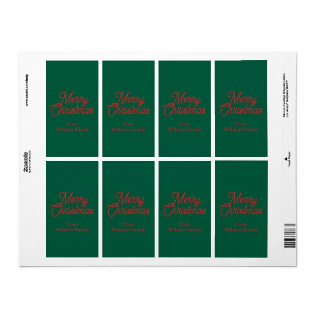 Etiqueta Feliz Natal - Feriado Verde (Folha completa)