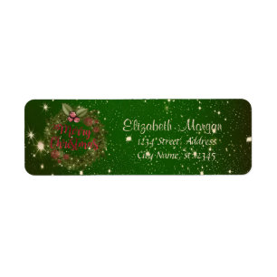 Etiqueta Feliz Natal,Grama, Coroa de Natal