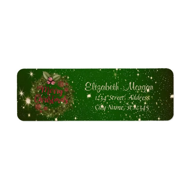 Etiqueta Feliz Natal,Grama, Coroa de Natal (Frente)