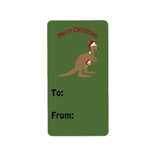 Etiqueta Feliz Natal Kangaroos (Frente)