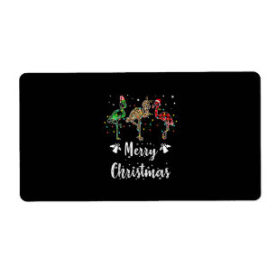 Etiqueta Feliz Natal Leopard Red Green Xadrez Flamingo