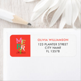 Etiqueta Feliz Natal Moderno Brilhante Feriado