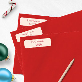 Etiqueta Feliz Natal Moderno Endereço de Devolução Rosa