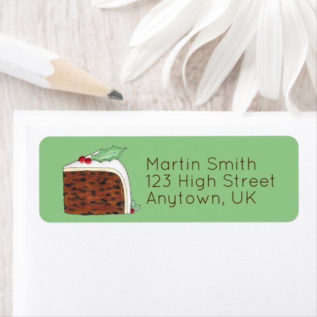 Etiqueta Feliz Natal No Reino Unido Fatia De Bolo Britânico (Insitu)