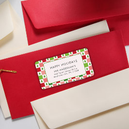 Etiqueta Feliz Natal Padrão Moderno de Natal de Férias