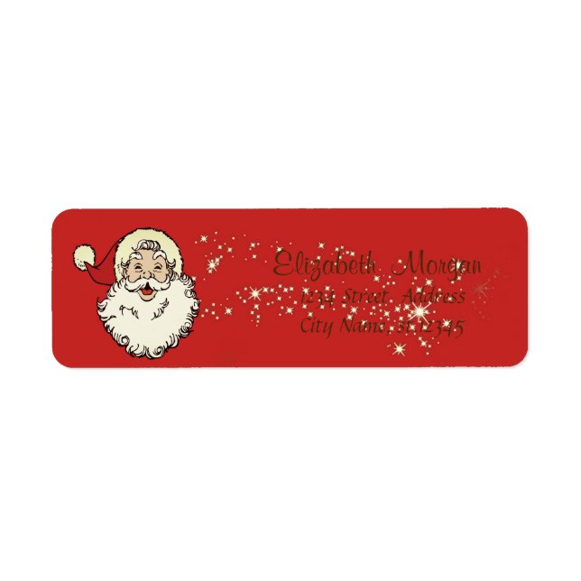 Etiqueta Feliz Natal,Papai Noel,Brilho (Frente)