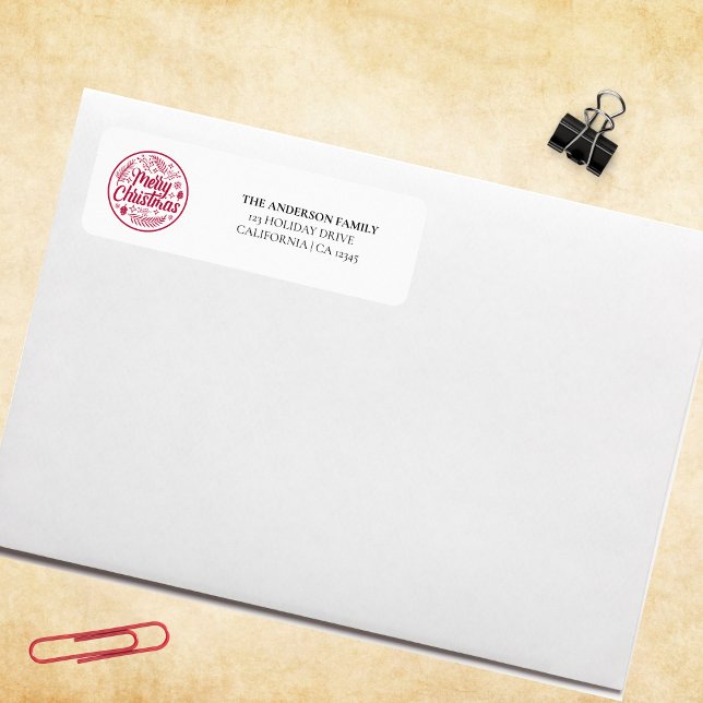 Etiqueta Feliz Natal Personalizado Com Nome Da Família (Merry Christmas)