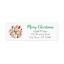 Feliz Natal Poinsettia Flor Apresente Aquarela