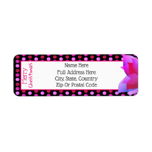 Etiqueta Feliz Natal Polka-Dot Impressão com Rosa Brilhante