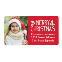 Feliz Natal Red Custom Photo Return Address