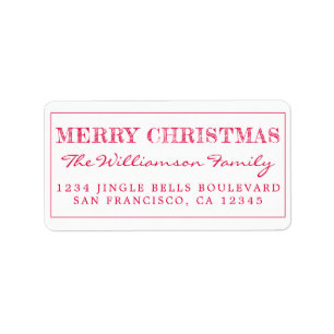 Etiqueta Feliz Natal Red Return Address