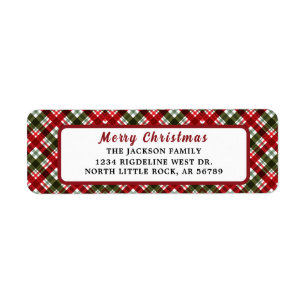 Etiqueta Feliz Natal Red Typografia Return Address