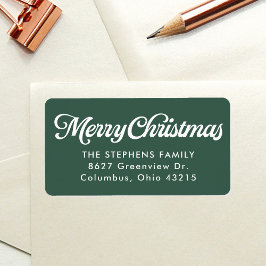 Etiqueta Feliz Natal simples endereço de devolução verde