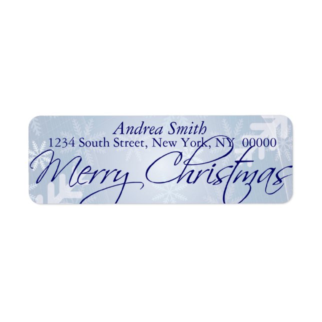 Etiqueta Feliz Natal Snowflake Blue Address Labels (Frente)