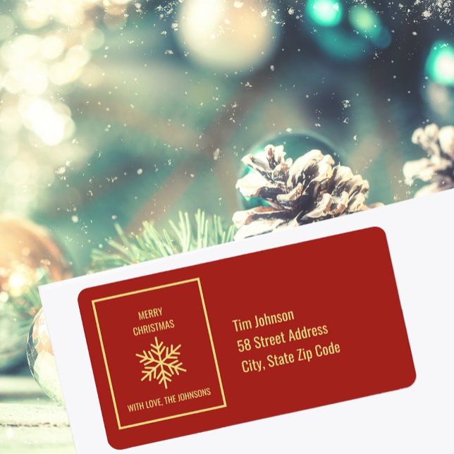 Etiqueta Feliz Natal Snowflake Endereço de Devolução (Merry Christmas Snowflake Return Address Label)