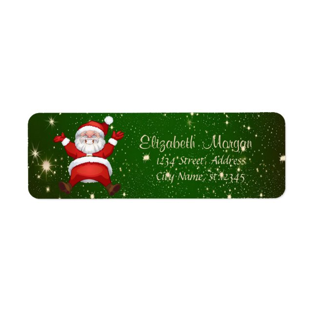 Etiqueta Feliz Natal, Verde, Papai Noel (Frente)