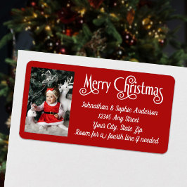 Etiqueta Feliz Natal, Vermelho e Branco, Endereço de devolu
