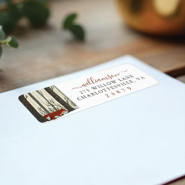 Etiqueta Feliz Natal Woodland Winter Forest Fox Endereço