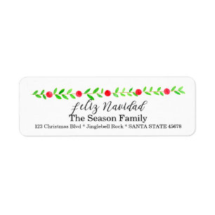 Etiqueta Feliz Navidad, bandeira do Natal da aguarela