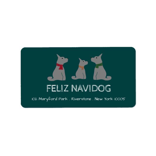 Etiqueta Feliz Navidog, Estilo Espanhol de Natal (Frente)