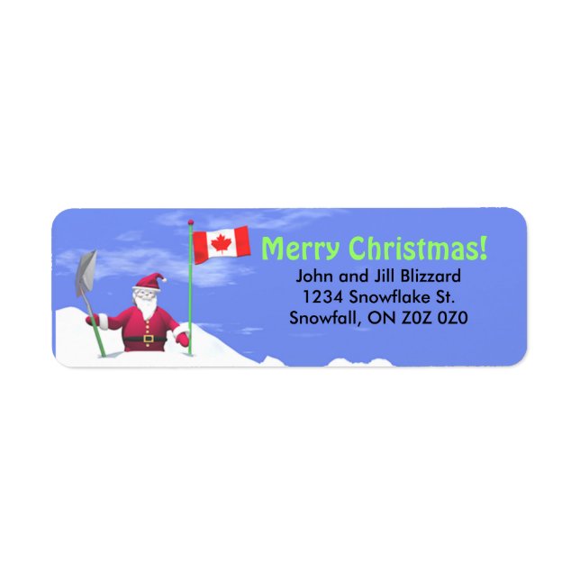 Etiqueta Feliz Papai noel de Natal no Canadá (Frente)