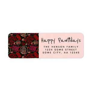 Etiqueta Feliz Pawlidays Vermelho Formas de uma linha Ender