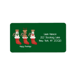 Etiqueta Feliz Pawlidays Welsh Wire Fox Terrier Cachorro