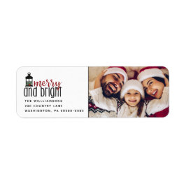 Etiqueta Feliz russa e endereço de retorno de foto brilhant