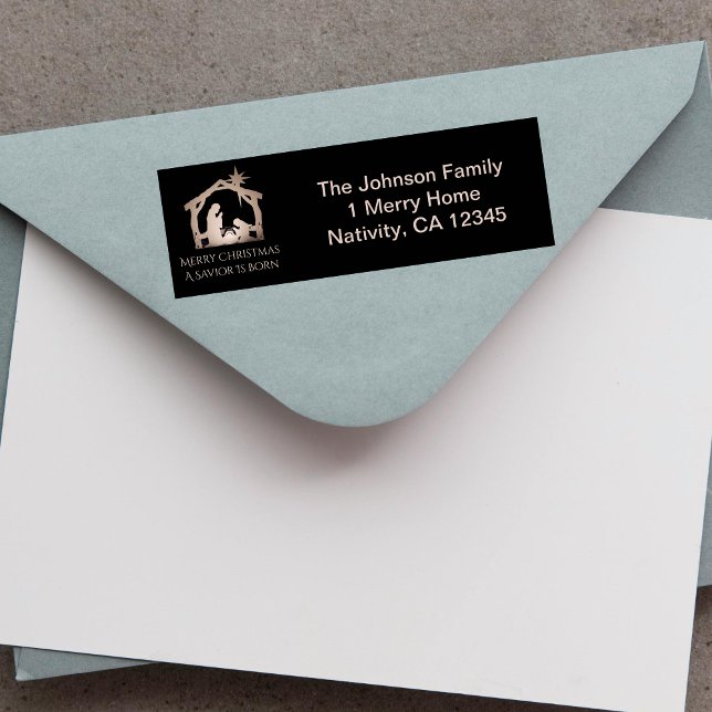 Etiqueta Feliz Salvador de Natal É Natividade Nascer (Merry Christmas Savior Is Born Nativity Label)