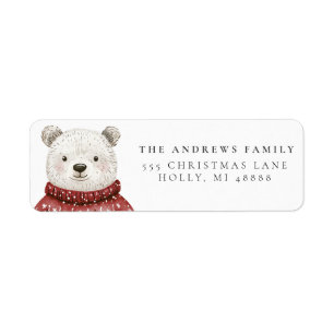 Etiqueta Feliz Urso de Natal em um Suéter